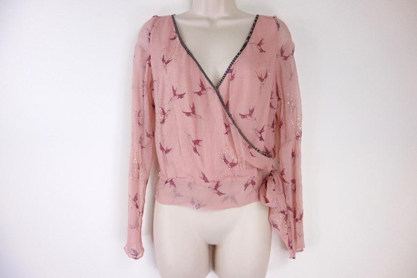 Temperley hummingbird-print wrap top