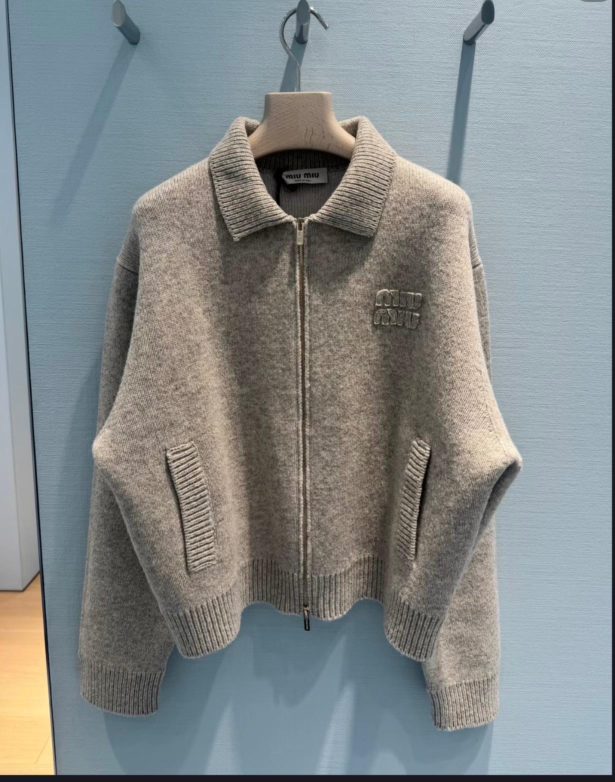 Miu Miu Grey Cashmere Blend Cardigan
