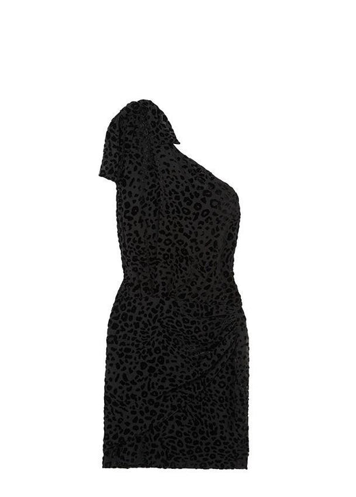 Moon One-shoulder Velvet Devore Mini Dress