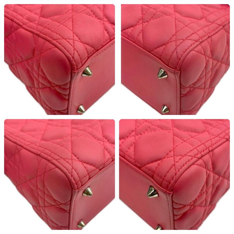 Medium Pink Lambskin Cannage Lady Dior