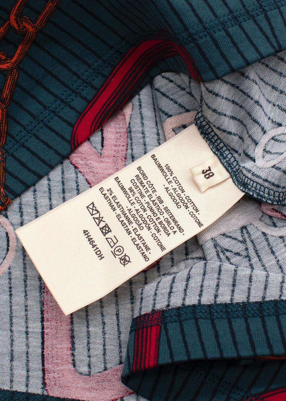Hermes Teal Chain Print T-Shirt