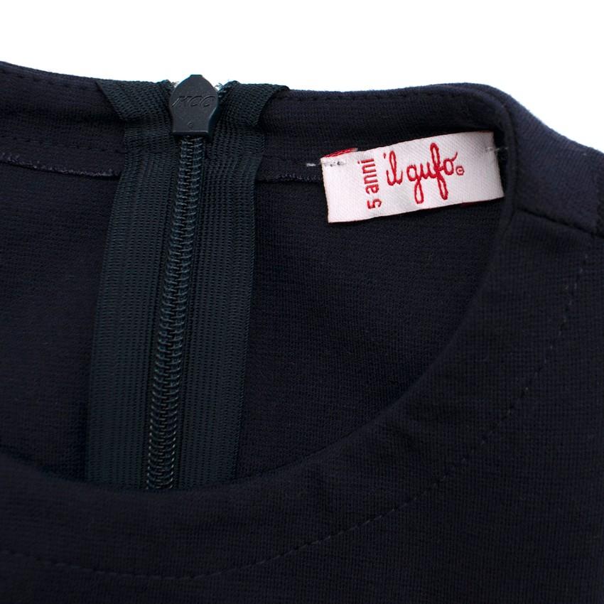 Il Gufo Girls 5Y Navy Ruffle Sleeve Dress