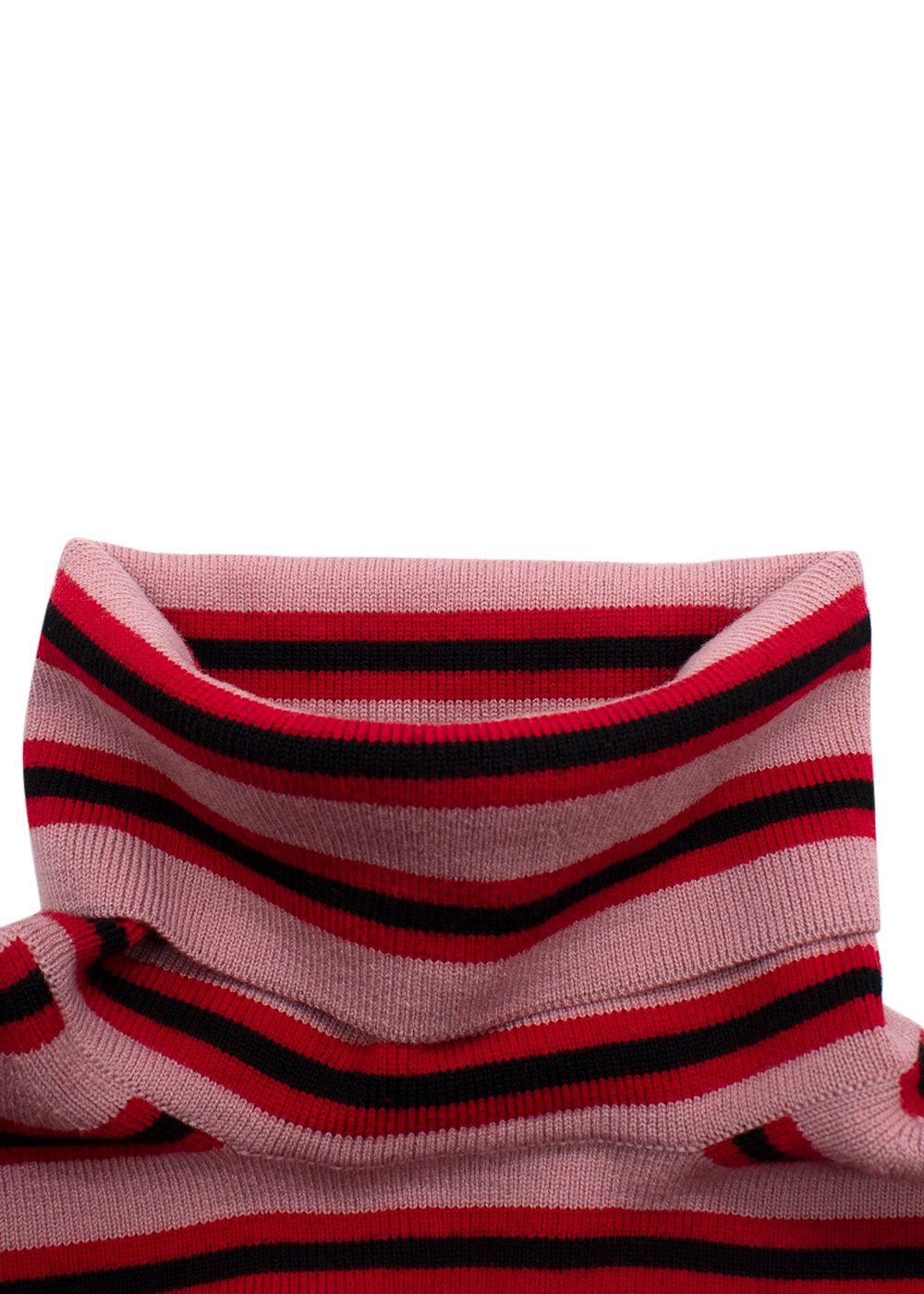 Moncler Pink Striped High Neck Wool Jumper