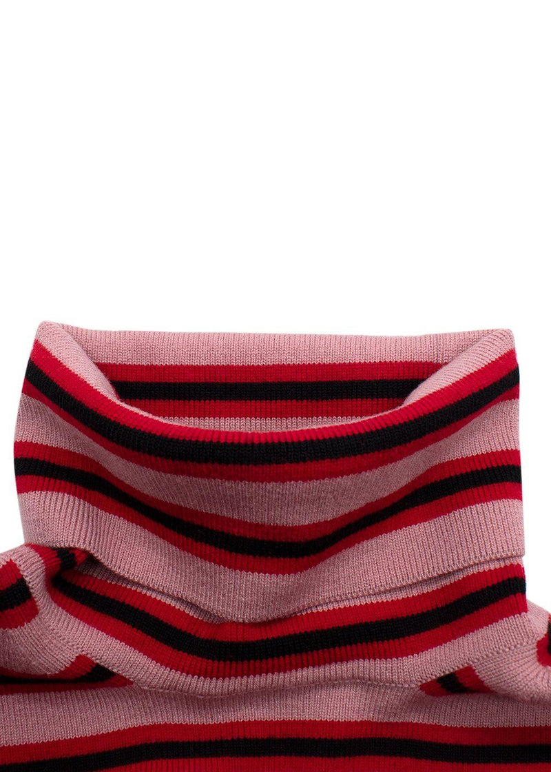 Moncler Pink Striped High Neck Wool Jumper