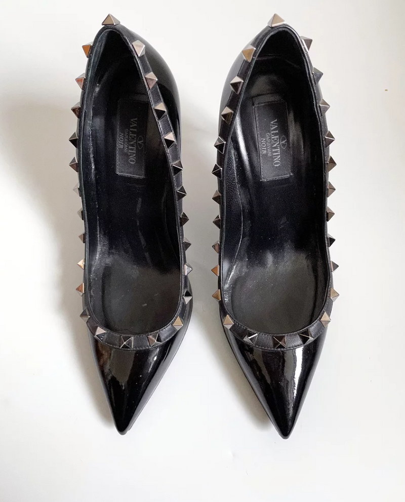 Valentino Rockstud Noir Patent Pumps