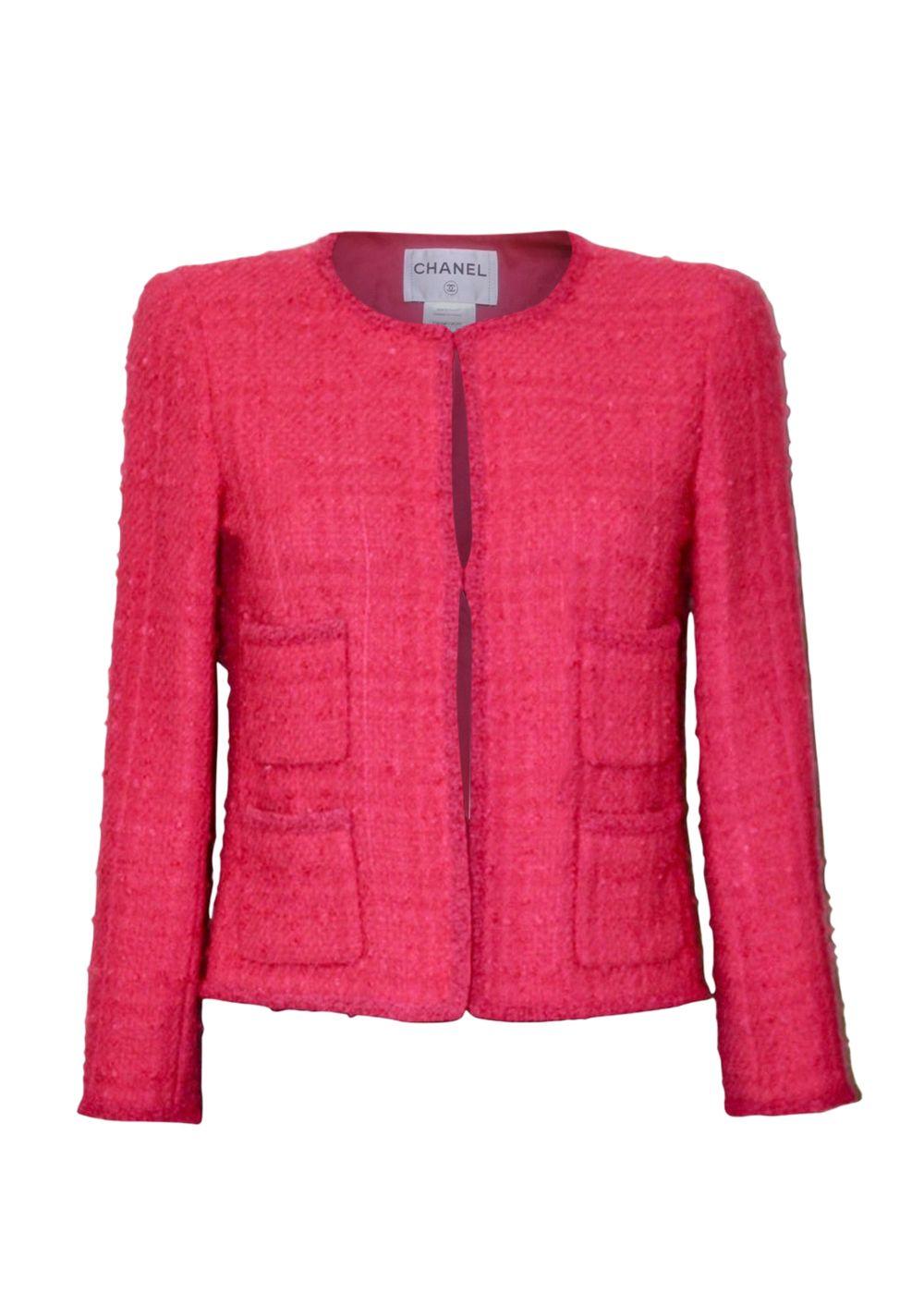 Chanel Pink Multi-Pocket Boucle Tweed Jacket