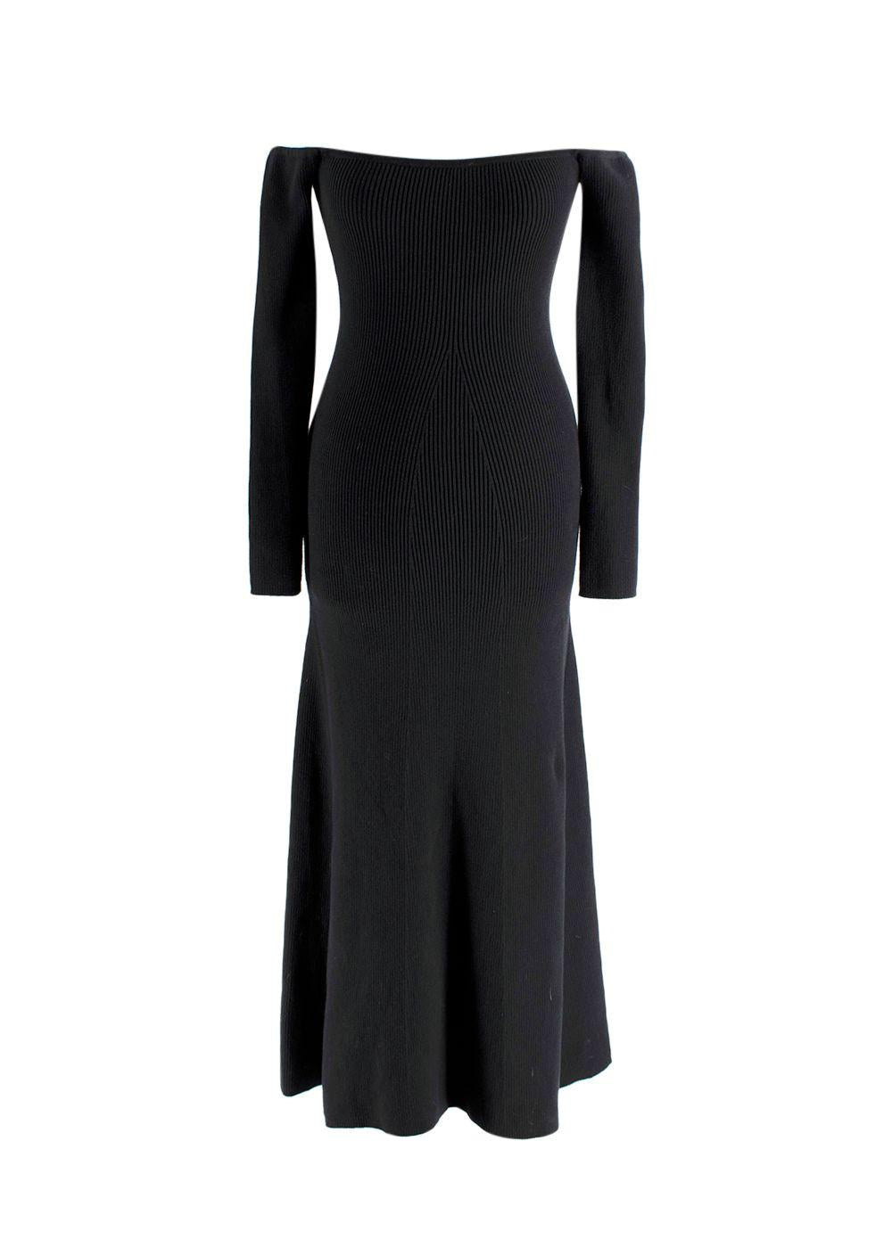 Reformation Black Ribbed Symone Cotton Sweater Dress