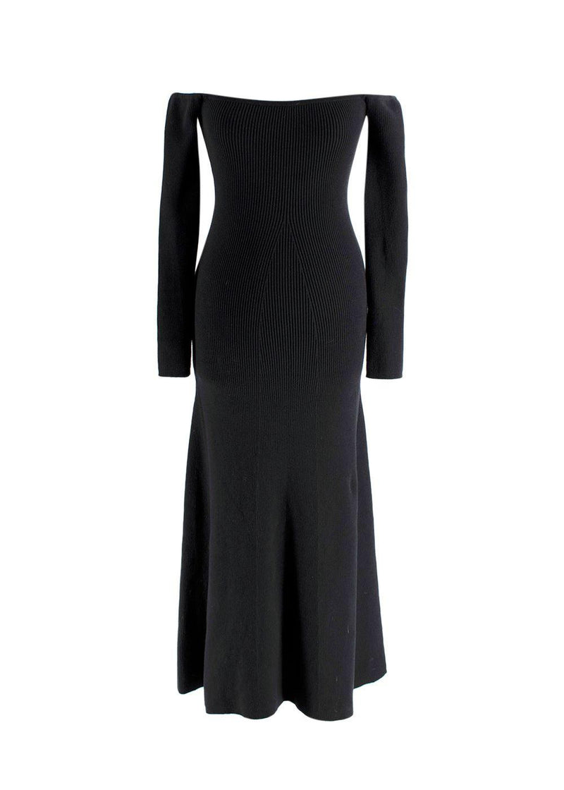 Reformation Black Ribbed Symone Cotton Sweater Dress