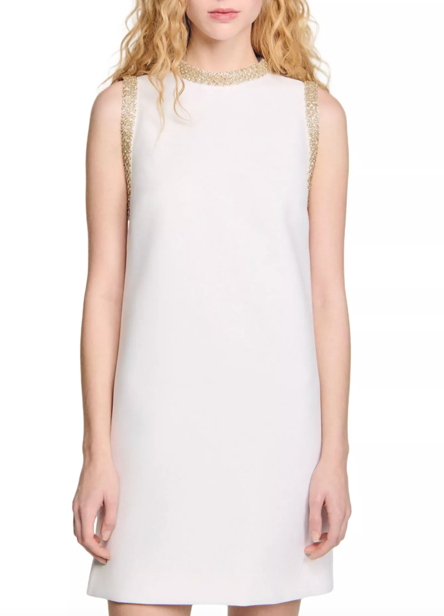 Sandro Short Dress With Rhinestone Trim
