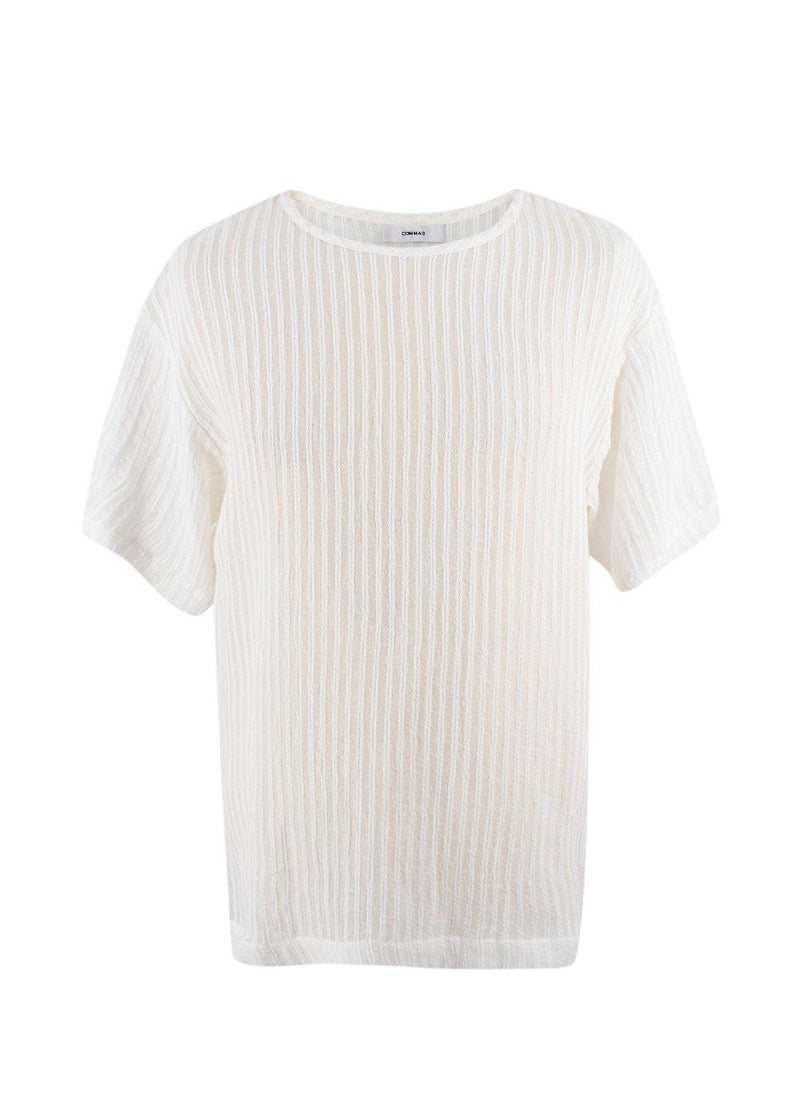 Commas White Linen Blend T-Shirt
