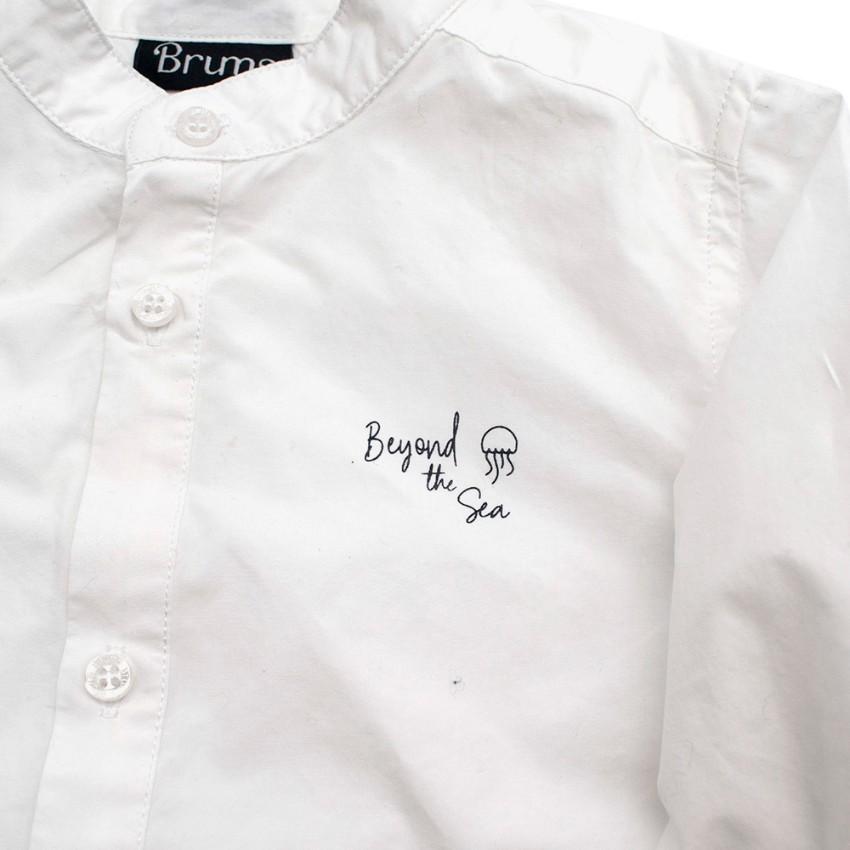 Brums Baby Boy White Cotton Long Sleeve Button-Down Shirt