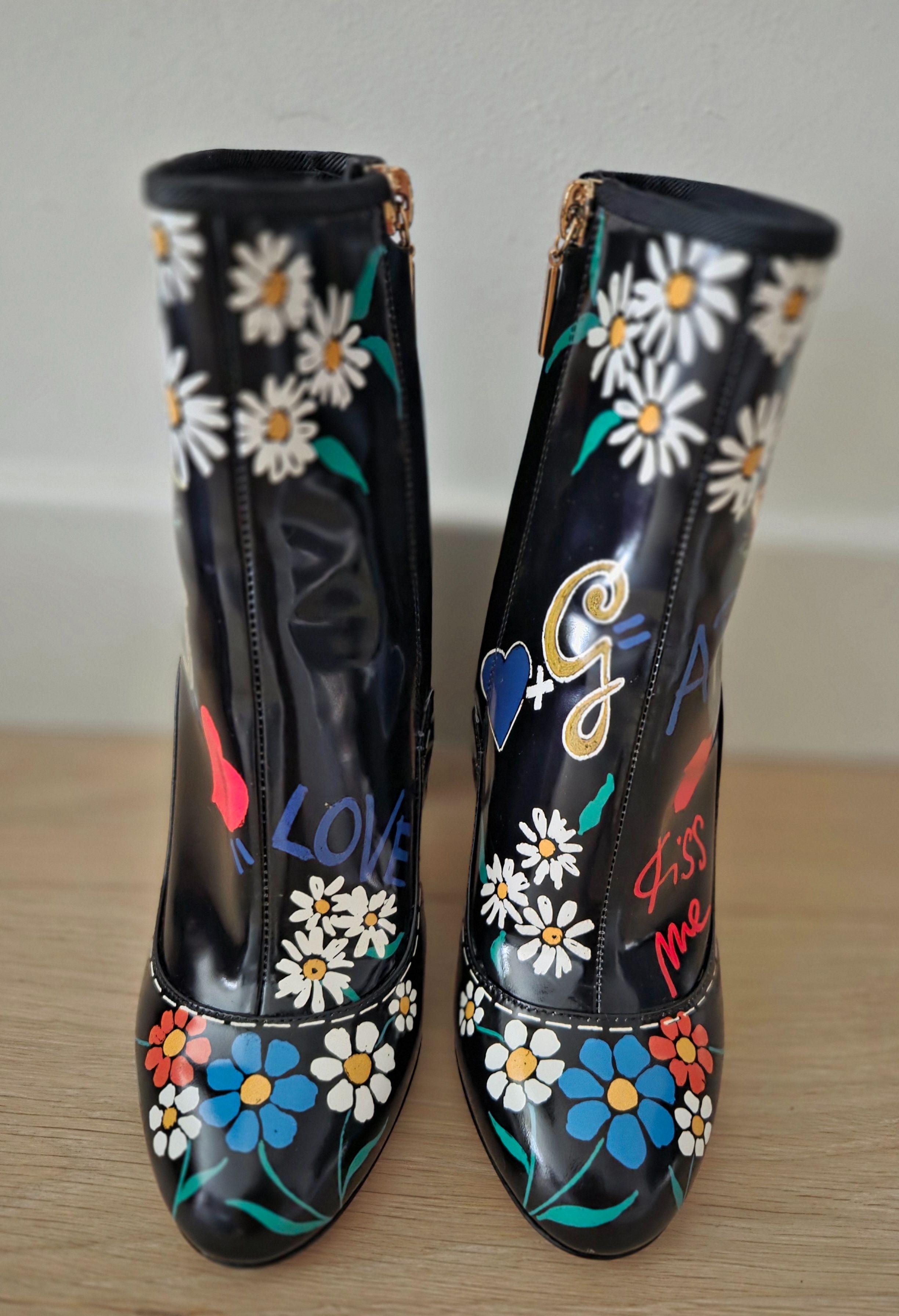 Dolce & Gabbana Floral Ankle Boots