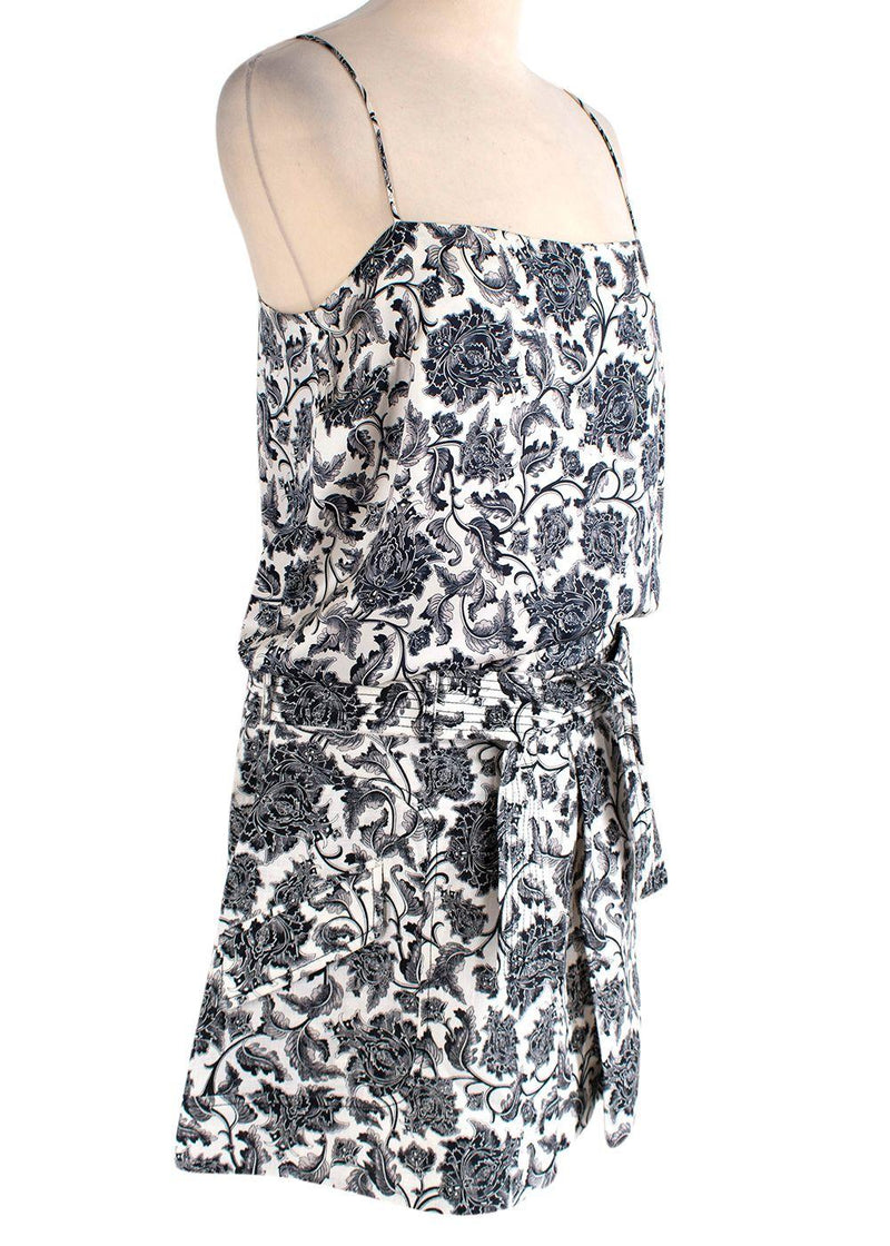 Zimmermann Black & ivory toile print silk-satin camisole & linen skirt