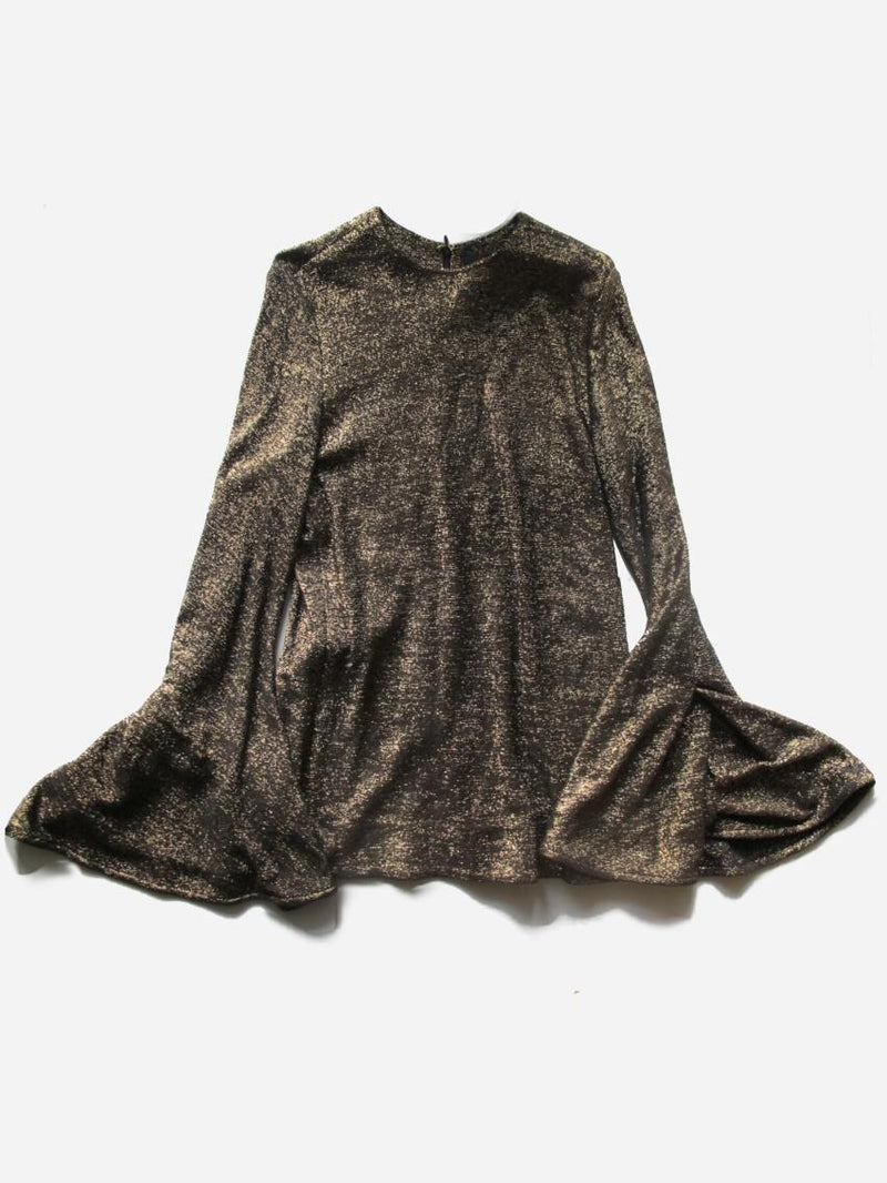 Ellery Black & Gold Brocade Wide Sleeve Top