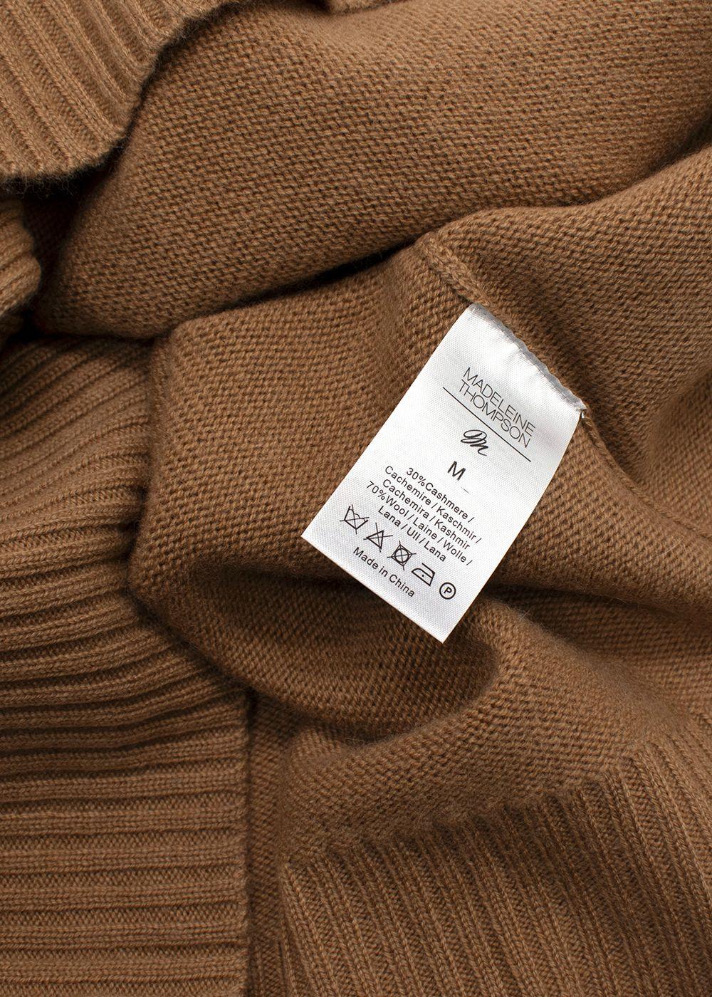 Madeleine Thompson Camel Wool-Blend Sweater Vest