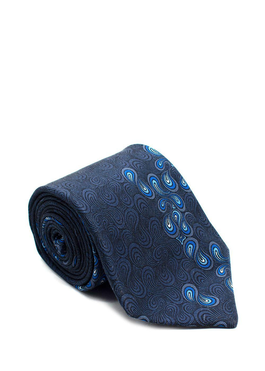 Turnbull Asser Navy Dotted Paisley Pattern Tie