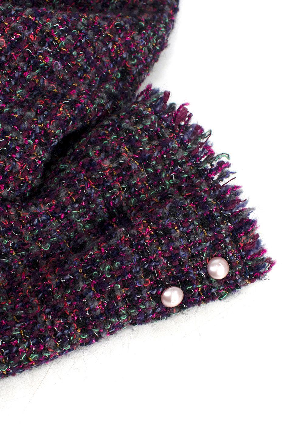 Chanel Purple Tweed Long Sleeve Peplum Top