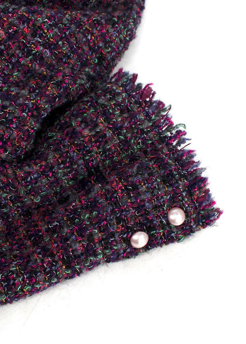 Chanel Purple Tweed Long Sleeve Peplum Top