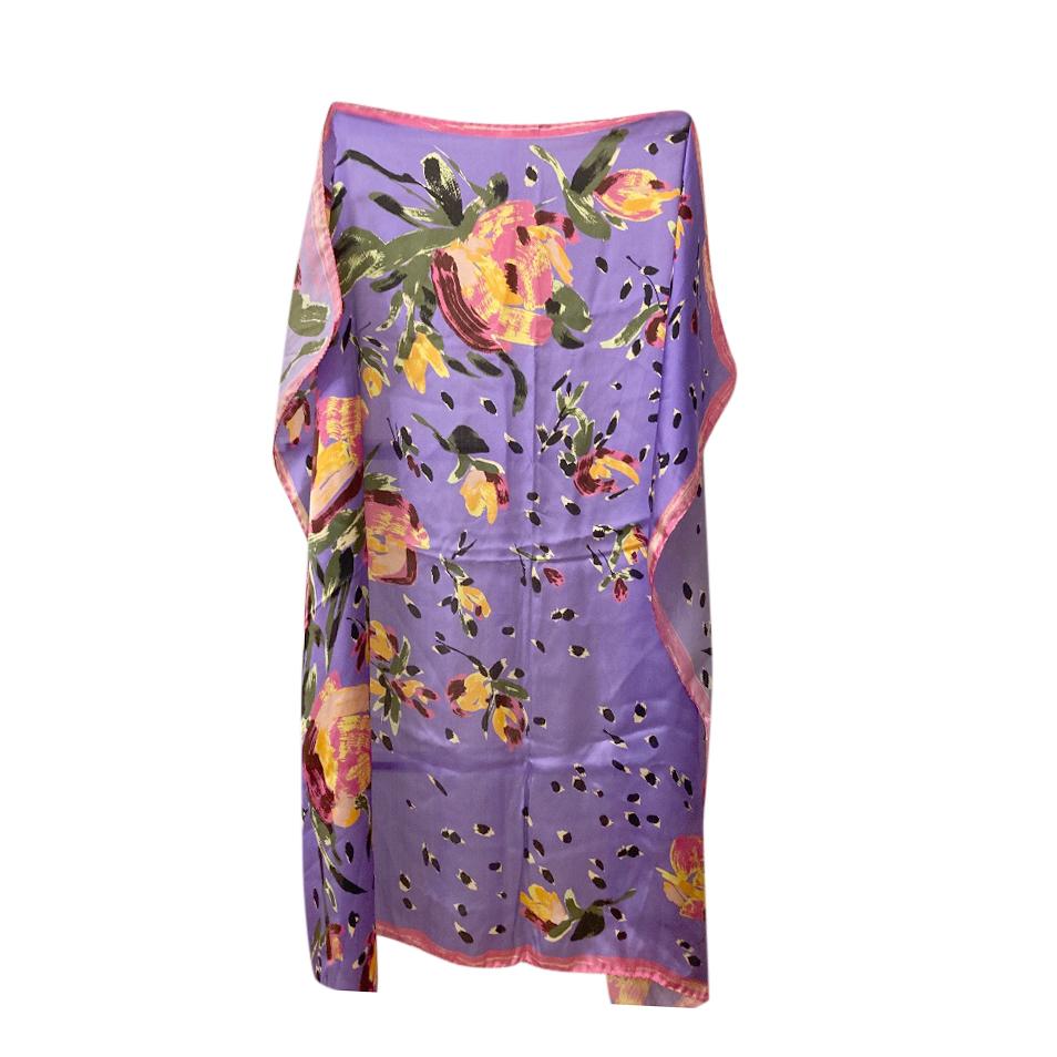 Missoni Purple Floral Print Silk Scarf 90