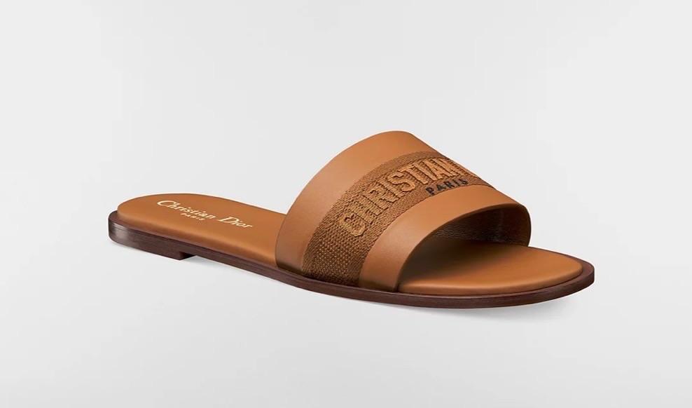 Dior Tan Leather Slides