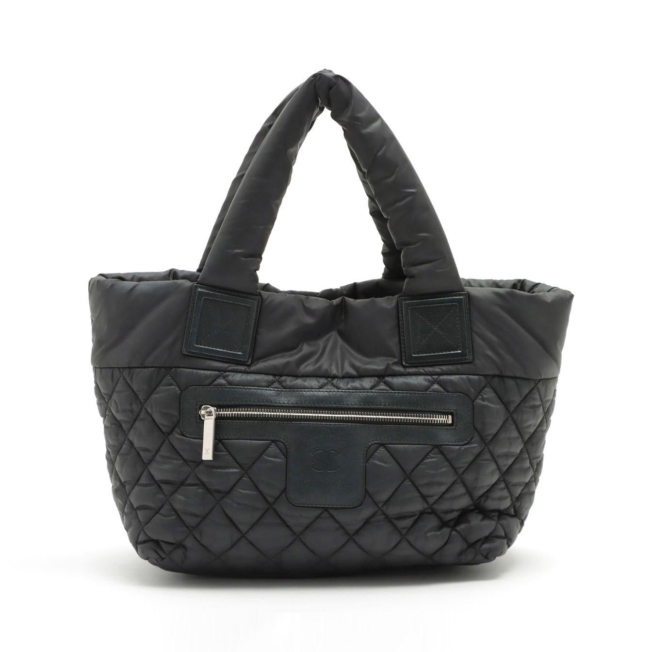Coco Cocoon Black Nylon Quilted Tote Bag