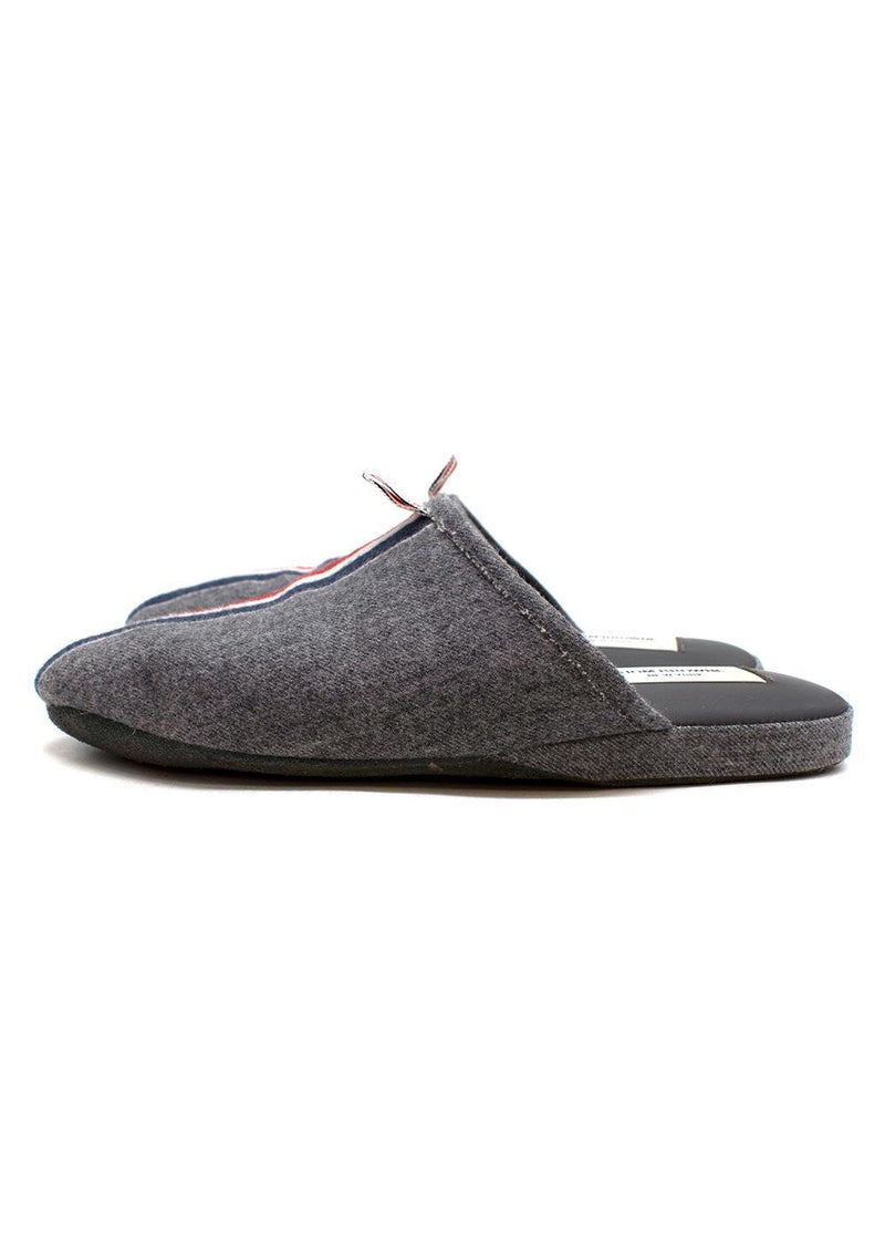 Grey 3 Bar Flannel Slippers