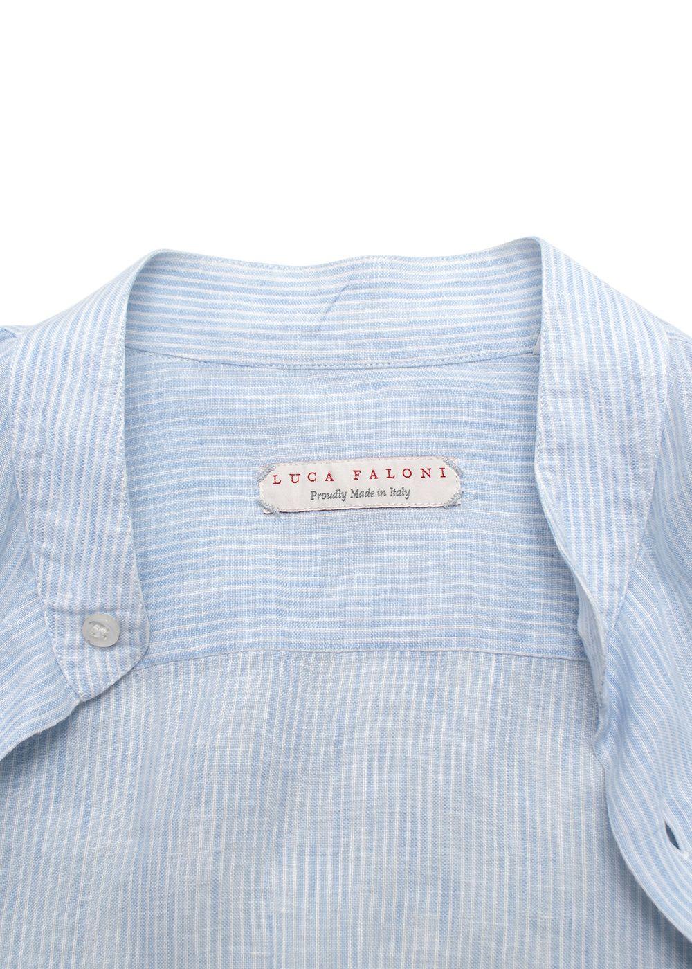 Luca Faloni Blue Fine Stripe Shirt