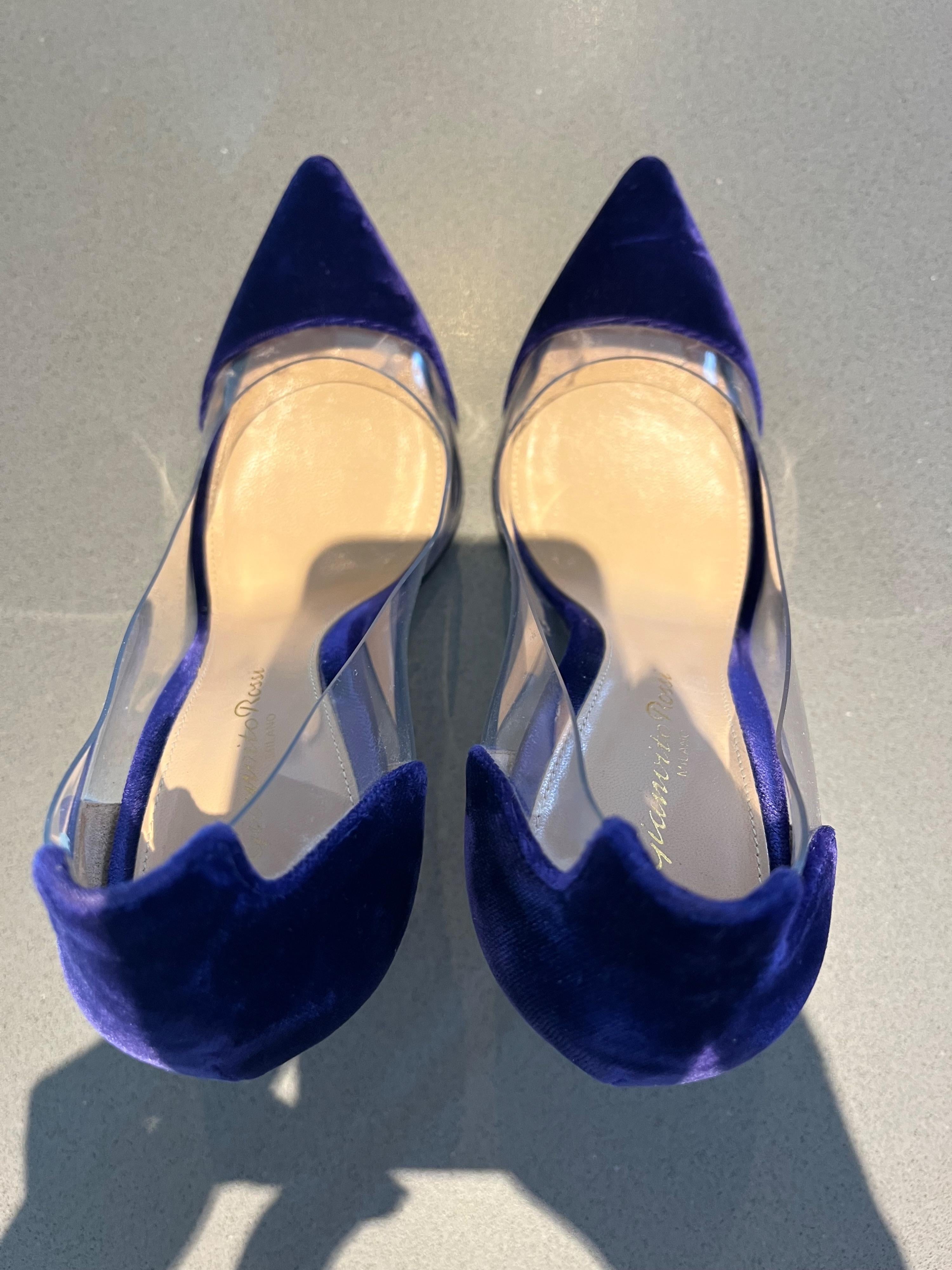 Gianvito Rossi Purple Velvet Plexi 105