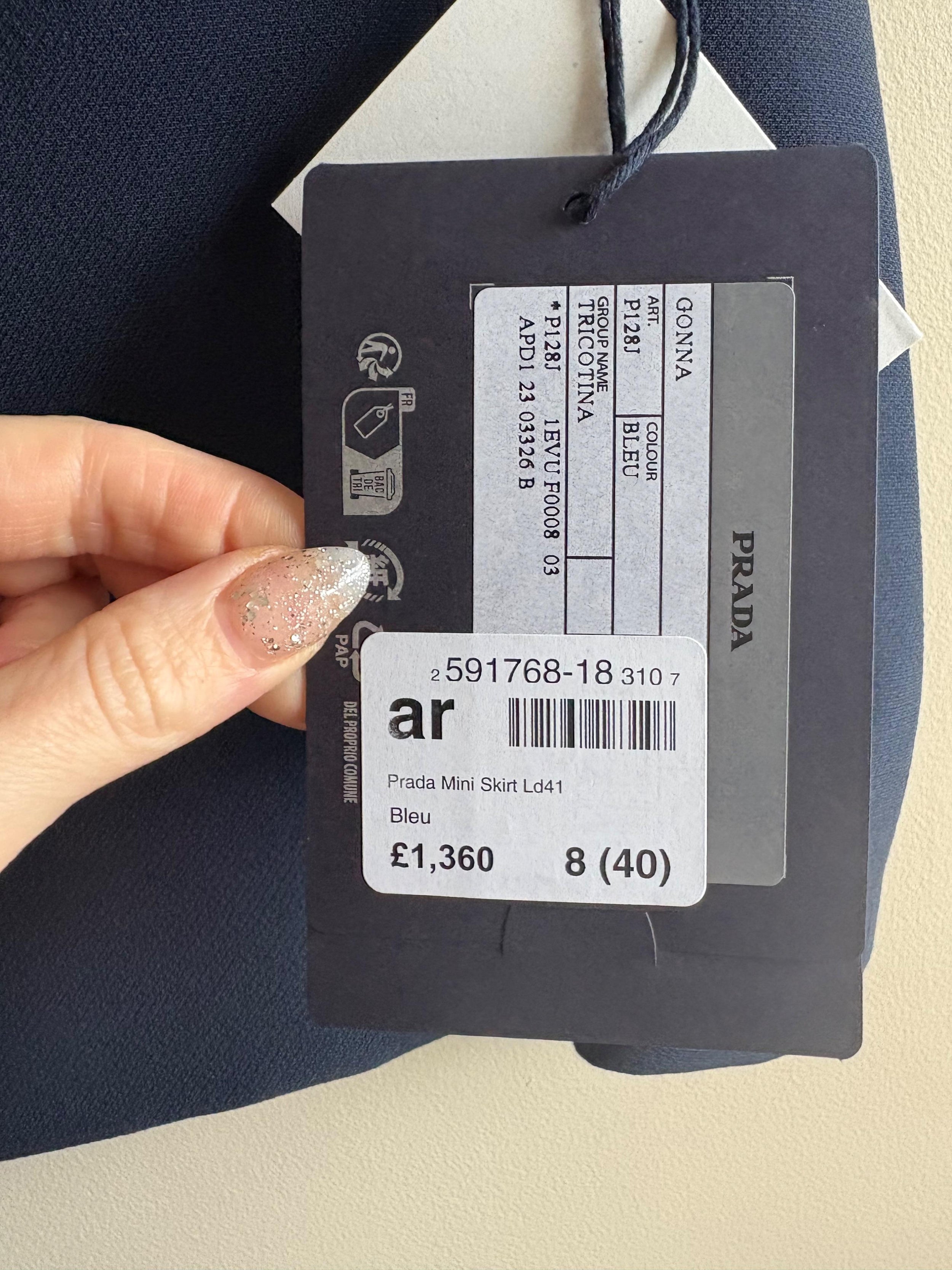 Prada Navy Blue Pocketed Mini Skirt