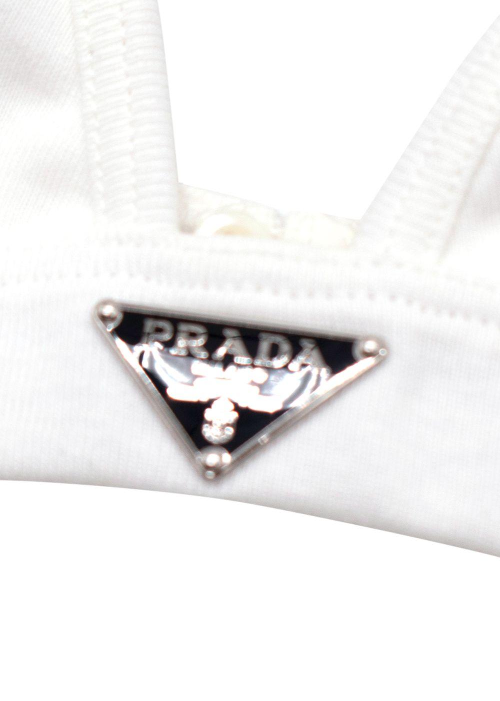 Prada White Cotton Bralette