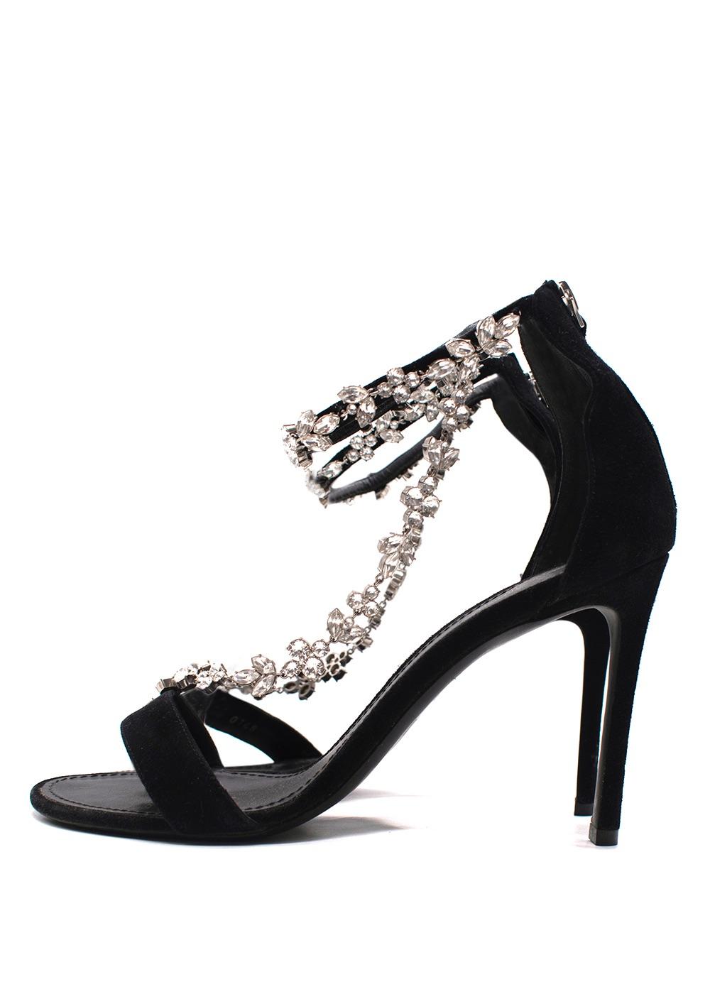 Louis Vuitton Black Suede Crystal Embellished Heels