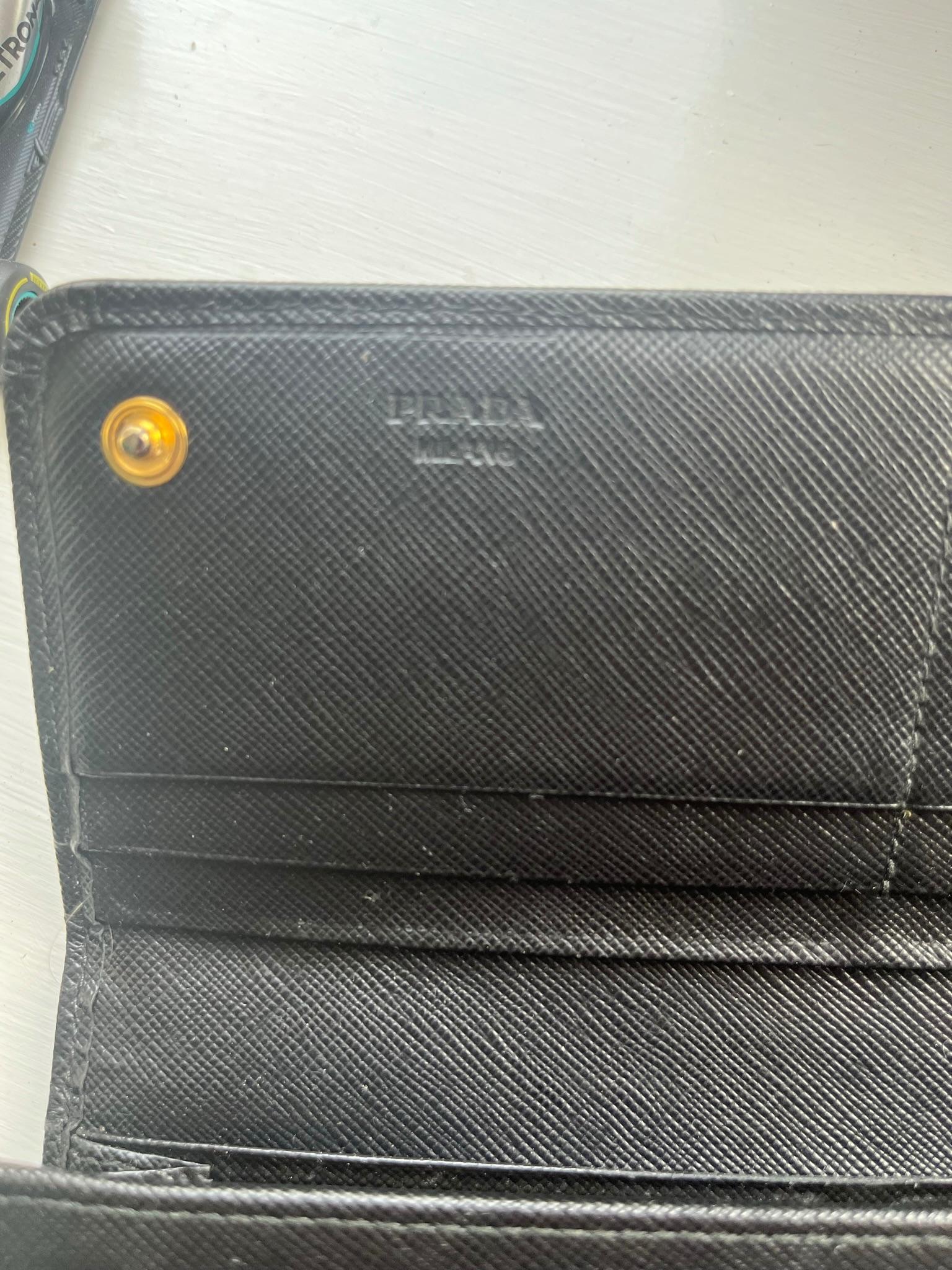 Prada Black Saffiano Leather Bow Wallet