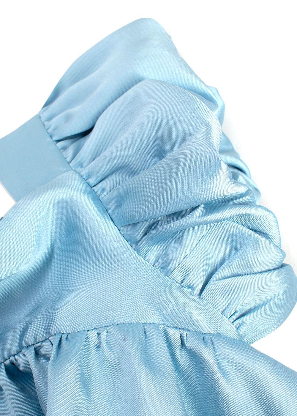 Hucklebones Blue Twisted Sleeve High Low Dress