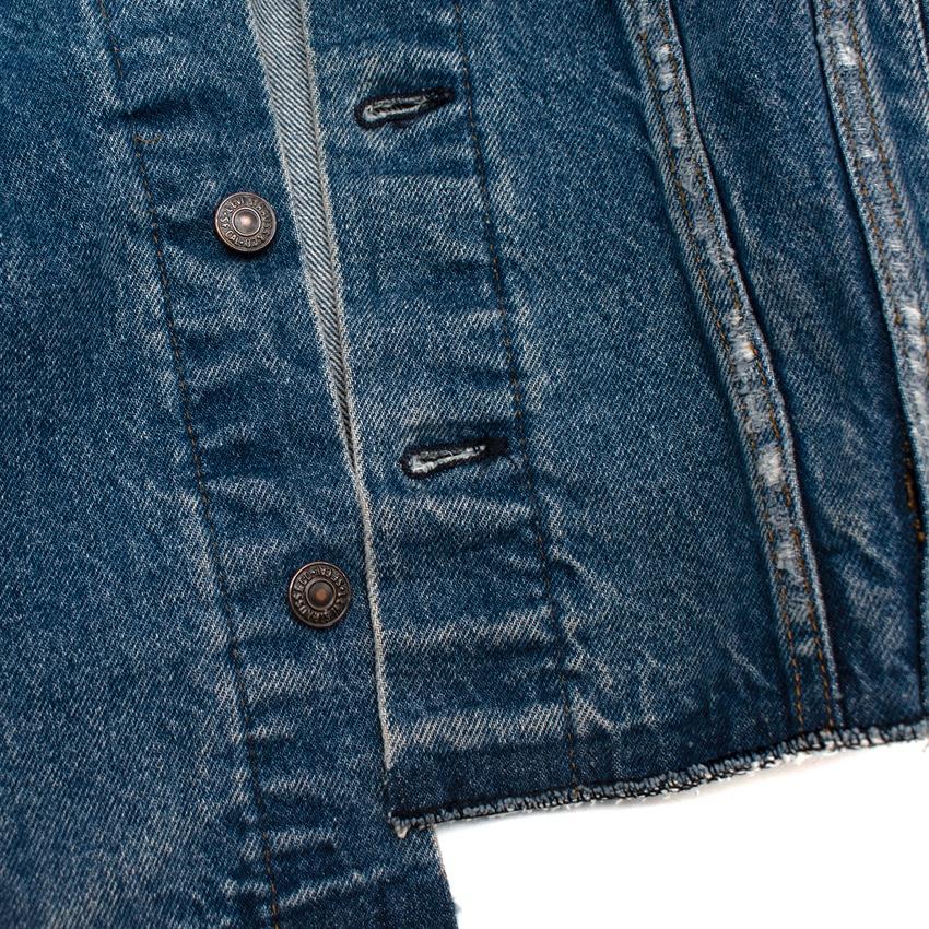 RE/DONE Levis Mid-Wash Distressed Collarless Denim Jacket