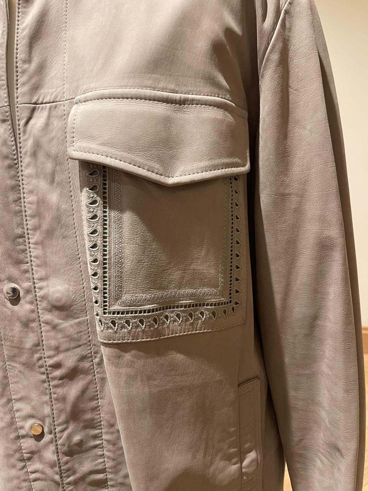 Beige Leather Over-Shirt / Jacket