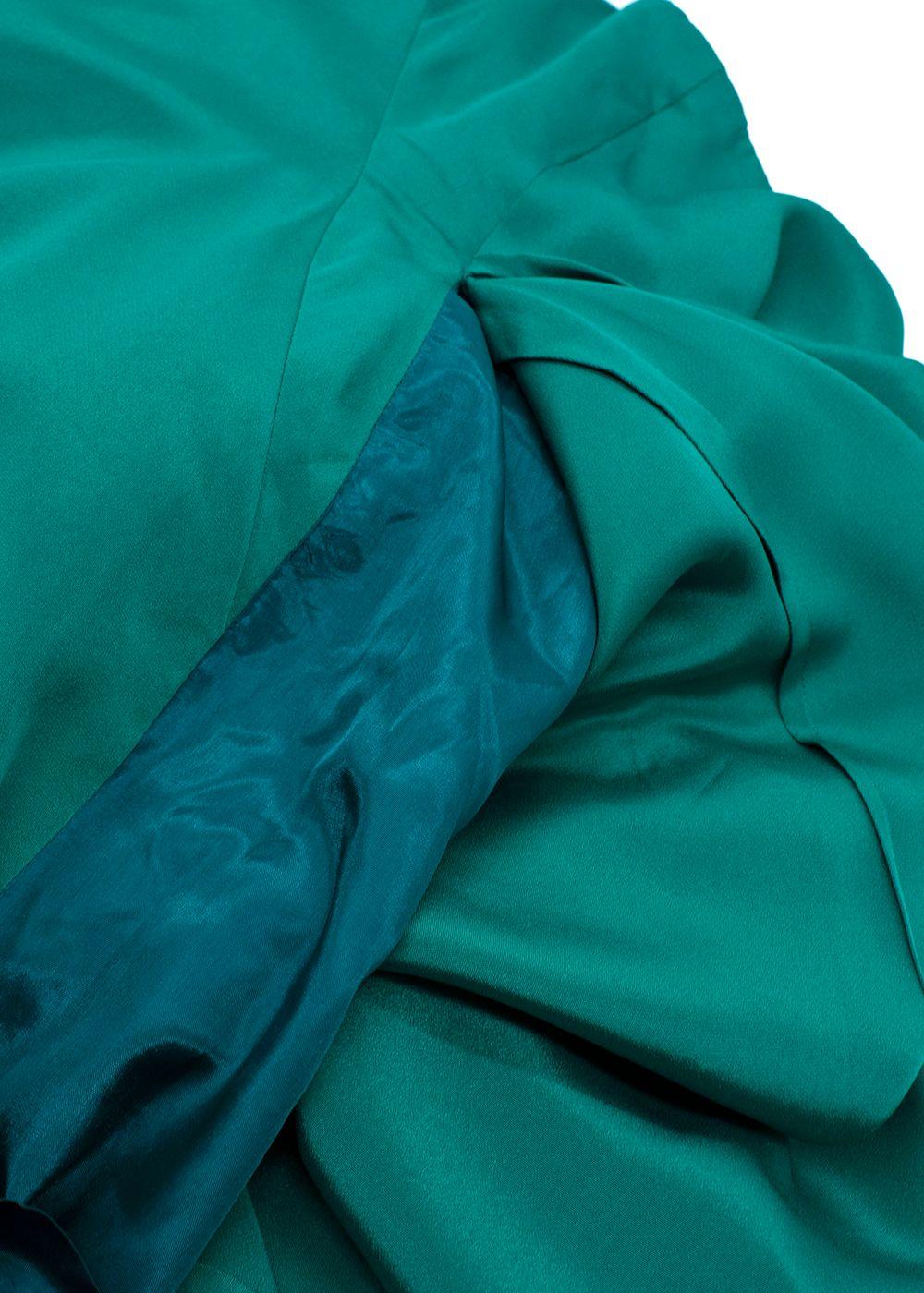 Bruce Oldfield Green Bandeau Asymmetric Silk Dress