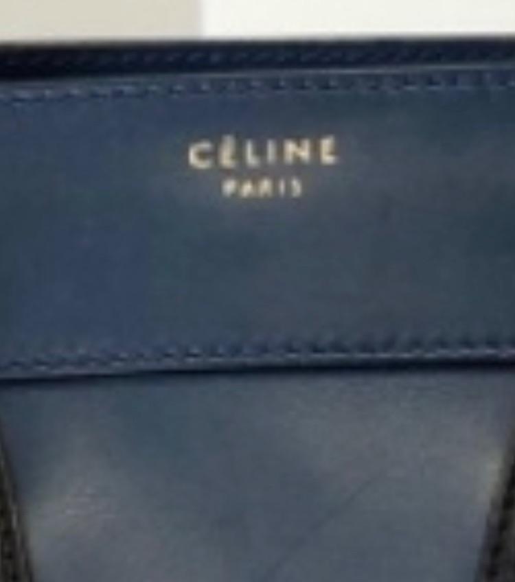 Blue Leather Mini Luggage Tote