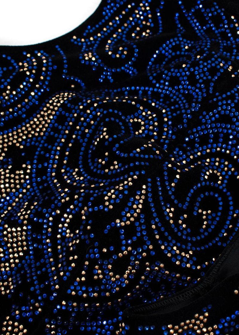 Balmain Cutout crystal-embellished velvet mini dress
