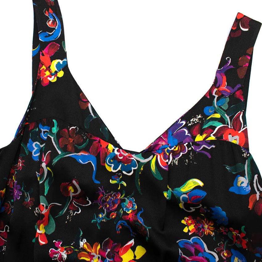 Maison Margiela Black Satin Sleeveless Floral Dress