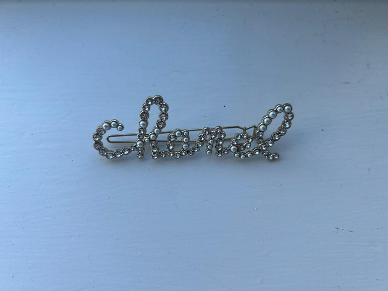 Chanel Faux Pearl Logo Hair Clip