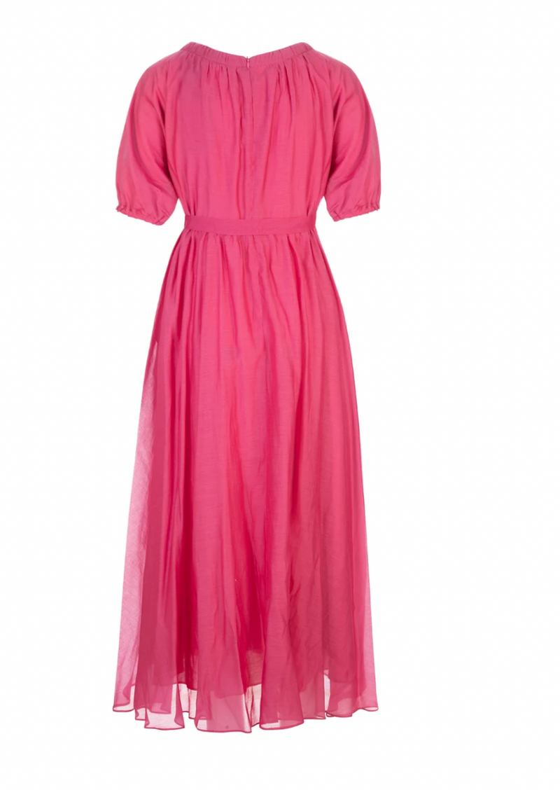 Max Mara Pink Fresia Belted Silk Blend Dress