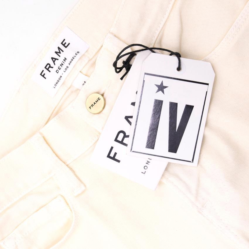 Frame Denim Cream Cropped Flared Jeans