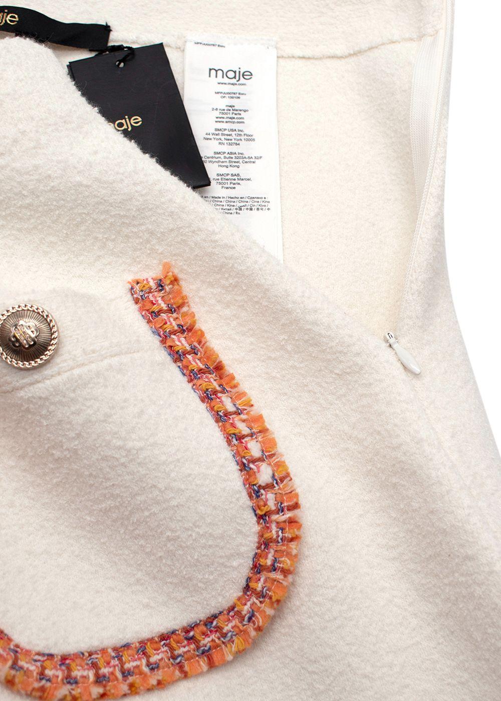 Maje Cream Tweed Skirt with Contrast Trim Detail