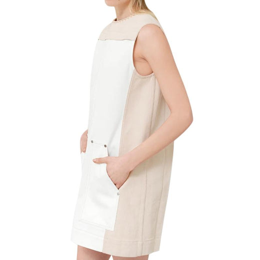 Chloe Sleeveless mini dress in colour-block stretch denim canvas