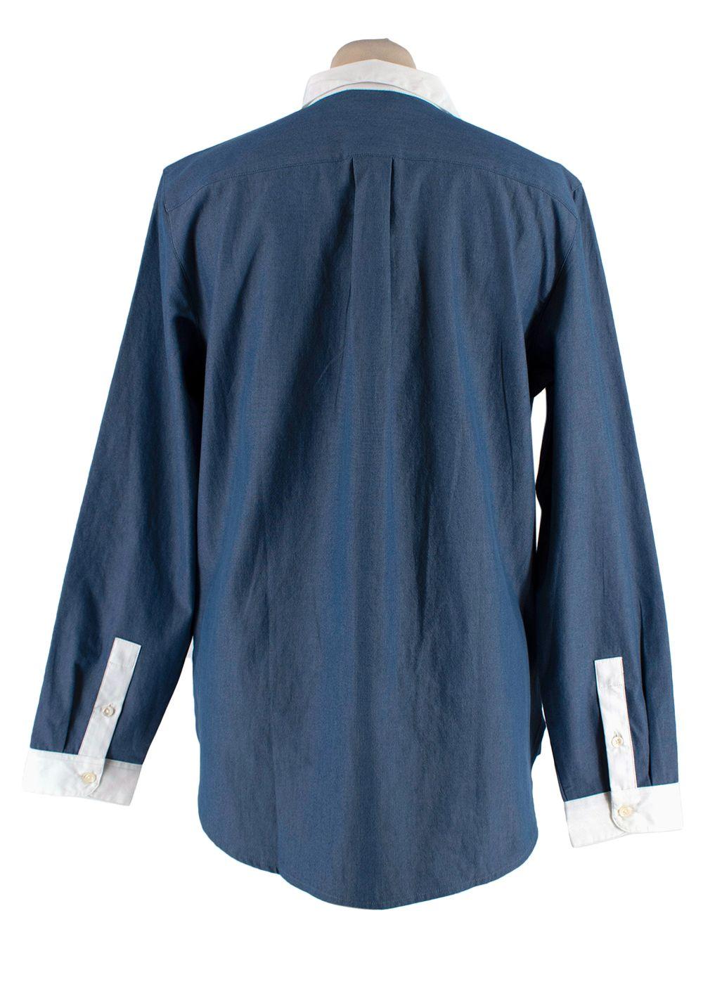 Navy White Collar  Shirt