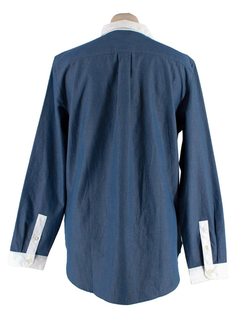 Navy White Collar  Shirt