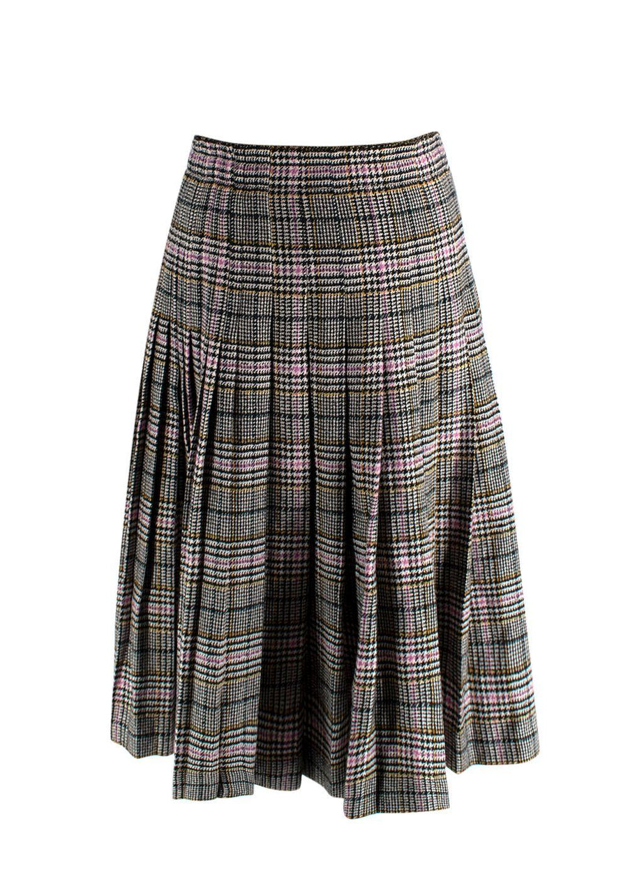 Ermanno Scervino Check Pleated Wool-Blend Skirt