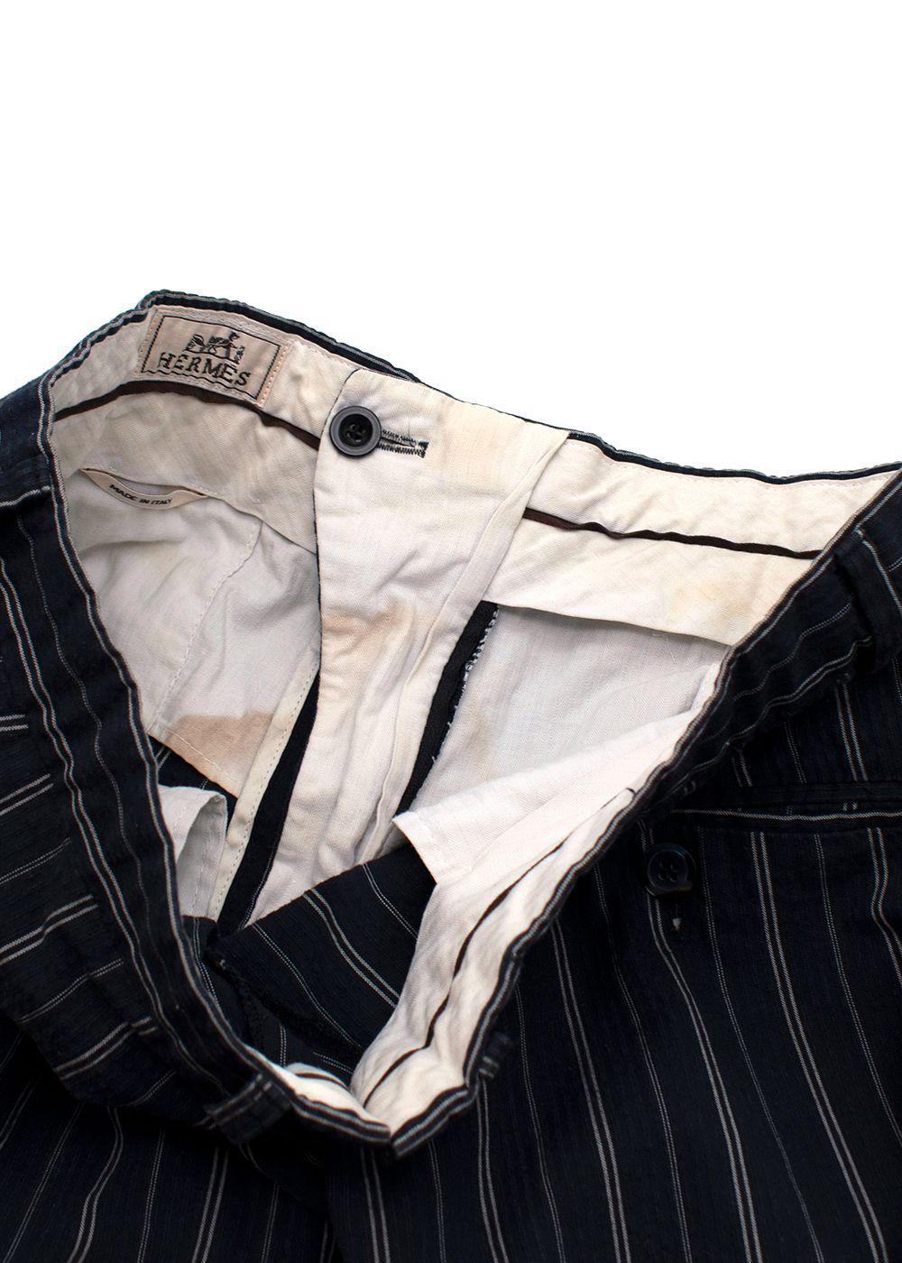 Navy Striped Straight Leg Trousers