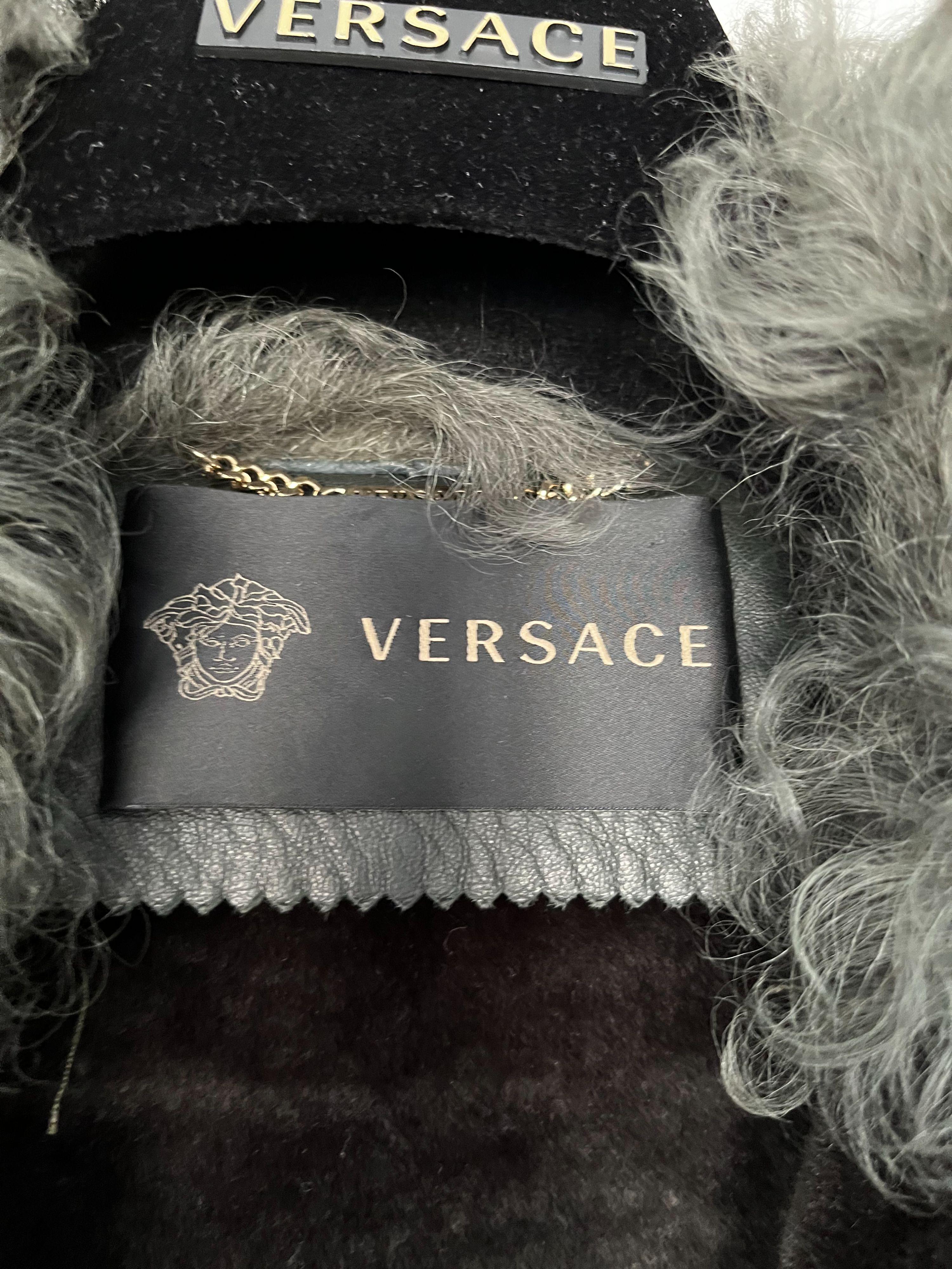 Khaki Shearling Cut-Work Coat