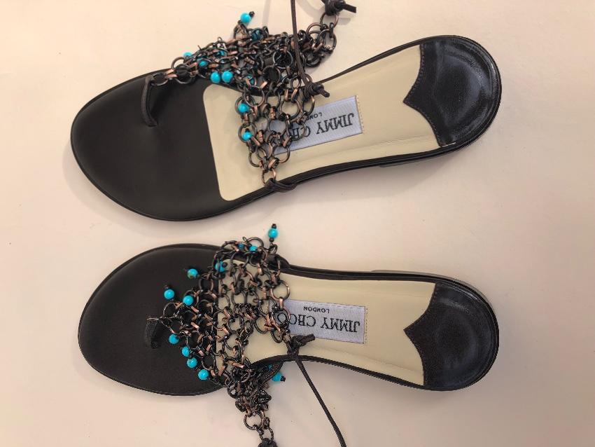 Jimmy Choo beaded mesh lace-up sandals